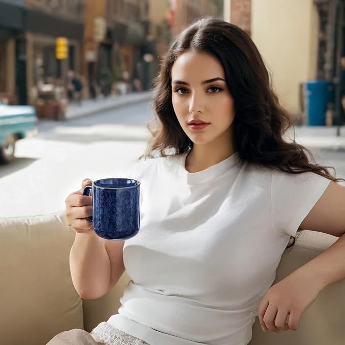 vancasso STARRY Coffee Mugs Set, 12 oz Ceramic Coffee Cups for Latte Hot Tea Cappuccino Cocoa Milk Stoneware Cups Set of 6, Dishwasher & Microwave Safe, Blue-Ruum Studio Home