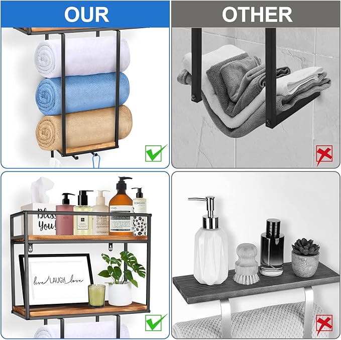 Towel Rack Wall Mounted - Space-Saving Design for Small Bathrooms - Versatile Organizer for Towels, Blankets, and More - Ideal for RVs and Hotels-Ruum Studio Home