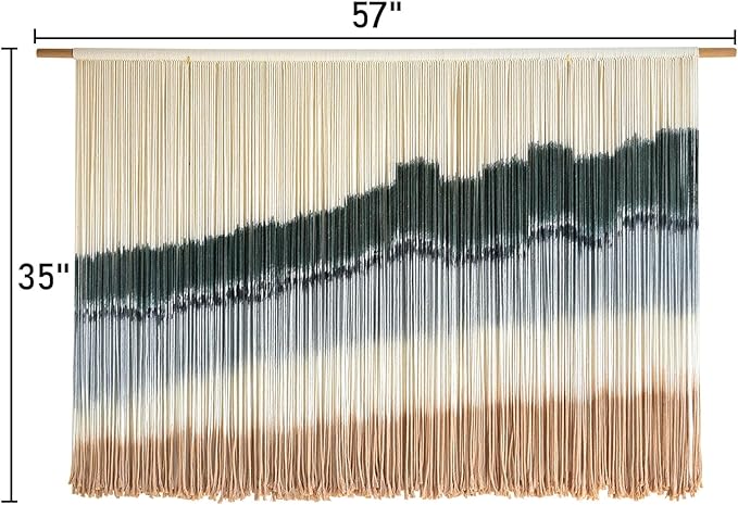IOWER Large Macrame Wall Hanging Dip Dye Craftsmanship Fiber Yarn Wall Art Boho Wall Decor Home Decor 57''W x 35''L-Ruum Studio Home