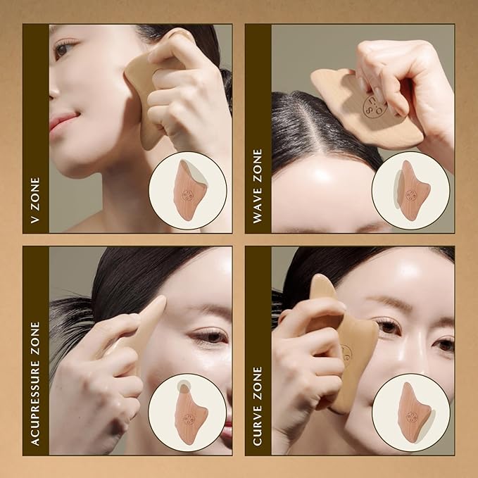 Face Sculptor - Beech Wood Massage Tool, Portable & Lightweight Scraping Tools, Wood Gua Sha, Relieve Tensed Muscle, Lymphatic Massage to Help Face & Body Circulation-Ruum Studio Home