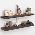 Fun Memories Solid Elm Wood Floating Shelves, 36 Inch Floating Shelves for Wall, Wall-Mounted Live Edge Wooden Shelves with Invisible Heavy-Duty Brackets for Books, Bathroom, Kitchen, Walnut Finish-Ruum Studio Home