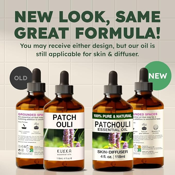 Kukka Patchouli Essential Oil for Skin & Diffuser - 4 Fl Oz - 100% Pure Natural Patchouli Oil, Captivating Scent for Body Perfumes, Aromatherapy & Soap Making Scent DIY-Ruum Studio Home