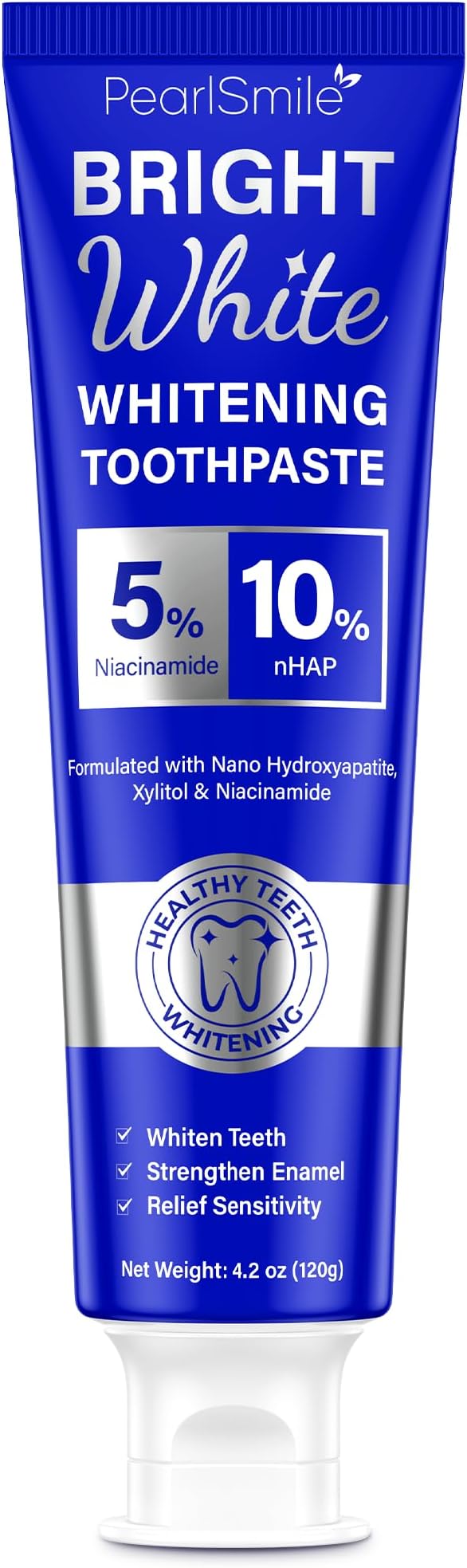 PearlSmile Niacinamide Hydroxyapatite Whitening Toothpaste – 10% Nano Hydroxyapatite + 5% Niacinamide – Strengthens Enamel, Remineralizes, Brightens Teeth – Fluoride-Free, Travel Size, 4.2oz (120g)-Ruum Studio Home