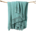 lifein Throw Blanket for Couch, Soft Boho Decor Bed Throw,Cozy Blue Chenille Knitted Small Farmhouse Lightweight Throw for Spring(Aqua,50 * 60")-Ruum Studio Home