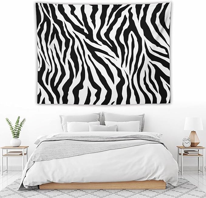 HZOHNAGO Zebra Print Tapestry Nature Wild Animals Black and White Stripe Printed Wall Tapestry Painting Wall Hanging for Bedroom Living Room Dorm 80" W x 60" H-Ruum Studio Home