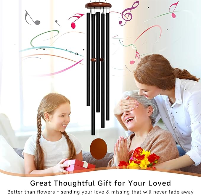 Wind Chimes for Outside Deep Tone, 60 inch 5 Heavy Duty Tubes Aluminium Metal Extra Large Wind Chimes Outdoor, Decoration for Garden, Patio, Yard, Gift for Mother's Day, Birthday-Ruum Studio Home