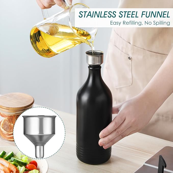 vancasso 20 Oz Ceramic Olive Oil Dispenser Bottle, Bottle Dispenser with Spout and Funnel for Kitchen,Suitable for Oil, Vinegar, Coffee Syrups & Other Liquids，BK-Ruum Studio Home