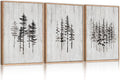HPINUB Woodcut Style Pine Tree Framed Canvas Wall Art Set, Minimalist Modern Black and White Forest Wall Decor, Rustic Minimalist Canvas Painting for Living Room,Bedroom,Office Decor-16 x24 x3-Ruum Studio Home