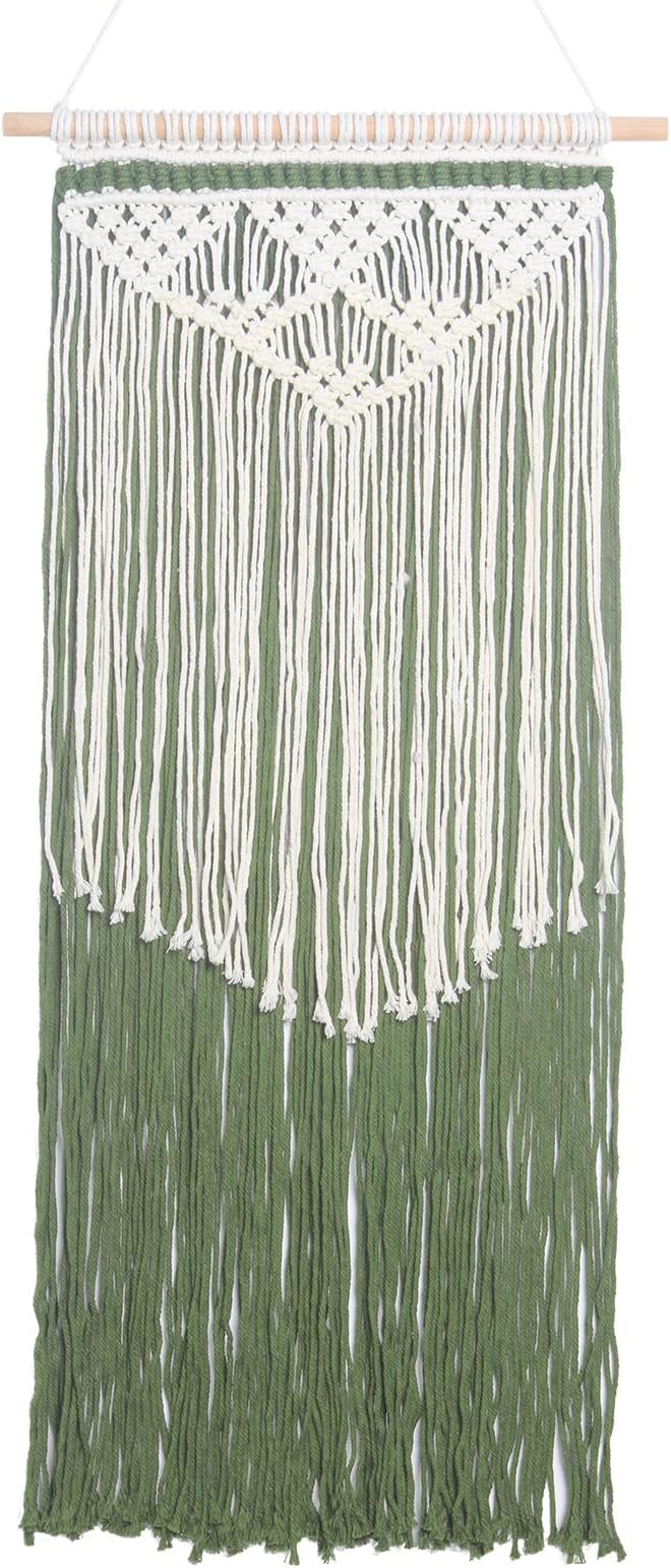 JONKASIPA Macrame Wall Hanging Bohemian Handmade Tassel Wall Art Decorations,Green Fringe Chic Home Decor for Apartment Dorm Living Room Bedroom-Ruum Studio Home