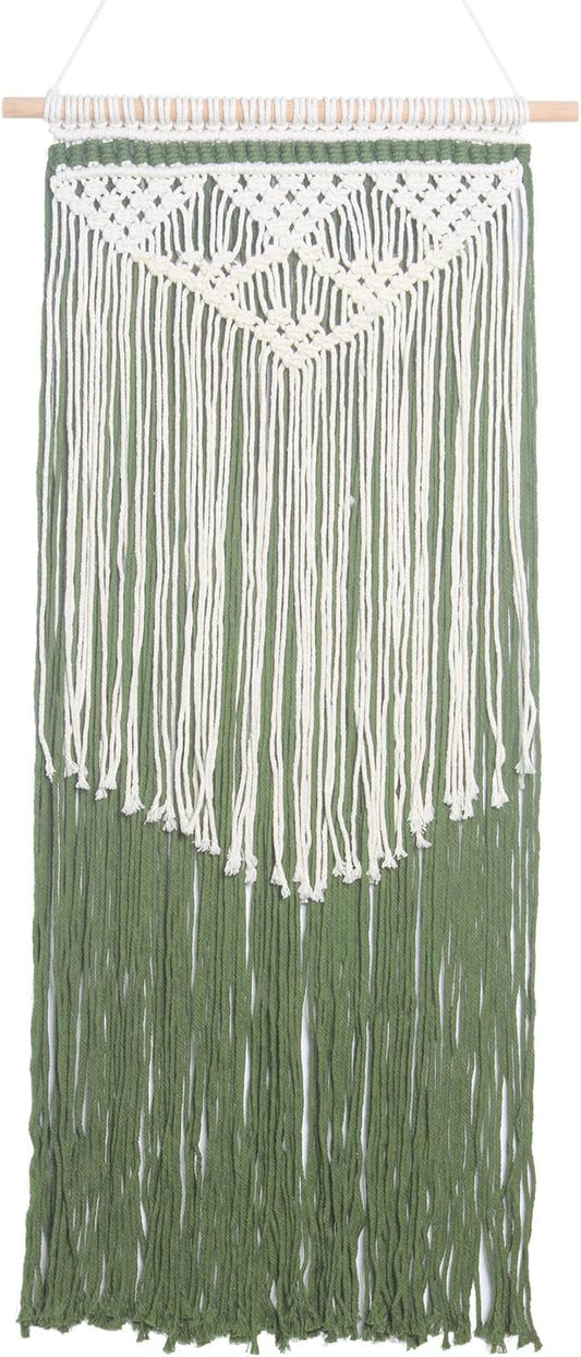 JONKASIPA Macrame Wall Hanging Bohemian Handmade Tassel Wall Art Decorations,Green Fringe Chic Home Decor for Apartment Dorm Living Room Bedroom-Ruum Studio Home