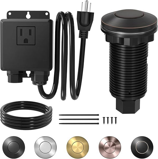 Joinfworld Garbage Disposal Air Switch Kit Waterproof Garbage Disposal Button Kit with Long Garbage Disposal Switch Oil Rubbed Bronze - UL Listed-Ruum Studio Home