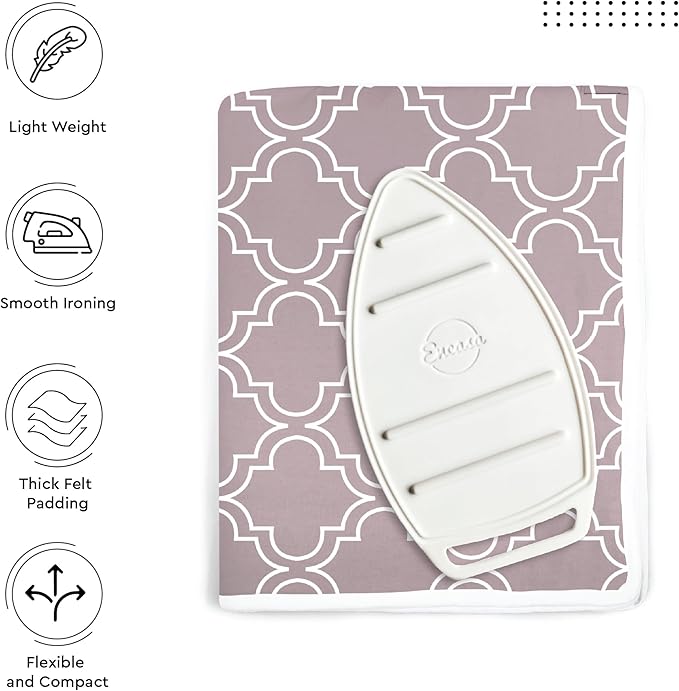 Encasa Homes Ironing Mat/Pad (Large 48"x28") with 3mm Padding & Silicone Iron Rest for Steam Pressing on Tabletop or Bed - Heat Resistant, Portable, Quilting & Travel Blanket - Mauve Tiles-Ruum Studio Home