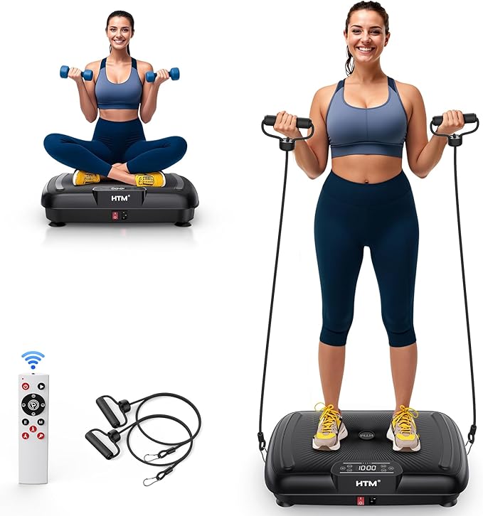 Vibration Plate Exercise Machine - 180 Speeds & 300 lb Capacity, Full Body Workout Vibration Platform with Remote Control for Lymphatic Drainage, Weight Loss & Toning-Ruum Studio Home