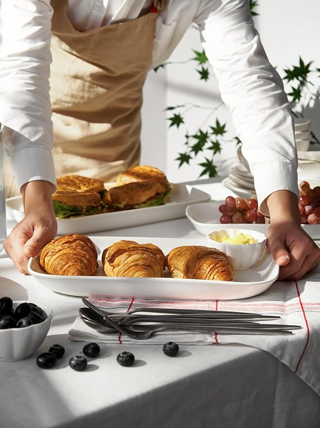 DOWAN Serving Platters and Trays for Wedding Decor, 16"/14"/12" Serving Dishes for Entertaining, White Porcelain Plates Set of 3-Ruum Studio Home
