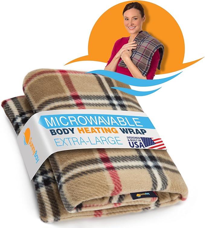 SunnyBay Extra Large Microwave Heating Pad, Microwavable Heavy Weighted Full Body Moist Hot Pack and Washable Fleece Cover, 10x24 Inches, 2.8 lbs (London)-Ruum Studio Home