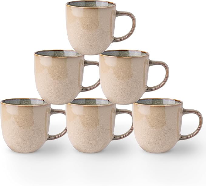 AmorArc 12oz Coffee Mugs, Ceramic Coffee Mugs set of 6 for Man, Woman, Dad, Mom, Modern Coffee Mugs with handle for Latte/Cappuccino/Milk/Cocoa. Dishwasher&Microwave Safe Latte-Ruum Studio Home