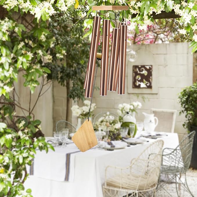 Wind Chimes Outdoor, Deep Tone Memorial Wind Chimes with Hook, Gifts for Mother's Day/Housewarming/Christmas, Patio, Garden, Yard, Home Decor, Copper-Ruum Studio Home