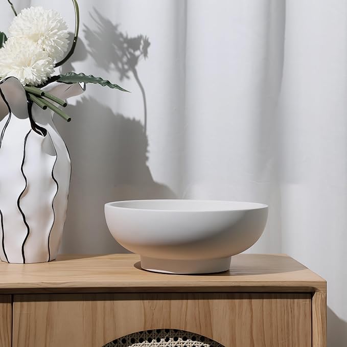 Concrete Fruit Bowl for Kitchen Counter - Modern Home Decor, Large Decorative Bowl for Fruits, Keys, and Candy, Durable and Stylish Design-Ruum Studio Home