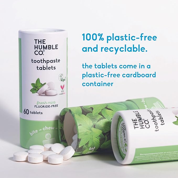 The Humble Co. Mint Toothpaste Tablets Fluoride-Free, 3pk - Anticavity, Fluoride Free Toothpaste Dental Tablets with Natural Ingredients, Dentist Developed Formula (Mint, 3 Pk)-Ruum Studio Home