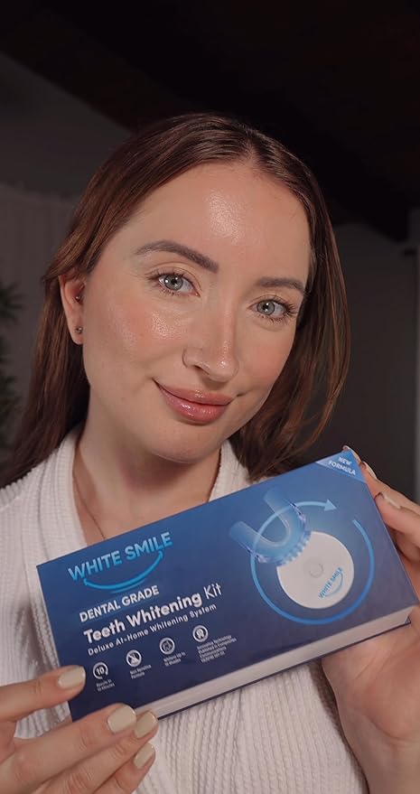 WHITE SMILE Teeth Whitening Kit, LED Light System, 35% Carbamide Peroxide 3 Gel Syringes, 10-Minute Treatment, Non-Sensitive Formula-Ruum Studio Home