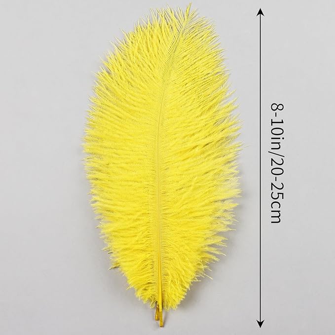 THARAHT Yellow Ostrich Feathers 12pcs Natural Bulk 8-10Inch 20cm-25cm for Crafts Wedding Party Centerpieces Halloween and Home Decoration Feathers-Ruum Studio Home
