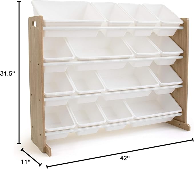 Humble Crew Supersized Toy Storage Organizer with 16 Removable Bins, Natural/White – Large Toy Storage for Toddlers Ideal for Kids' Rooms, Playrooms, and Nurseries - Modern Toy Bins for Kids-Ruum Studio Home