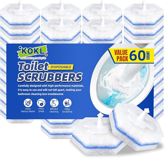 KOKL 60pcs Disposable Toilet Brush, Disposable Toilet Bowl Cleaners for Bathroom Cleaning, Compatible with Most Toilet Brushes-Ruum Studio Home