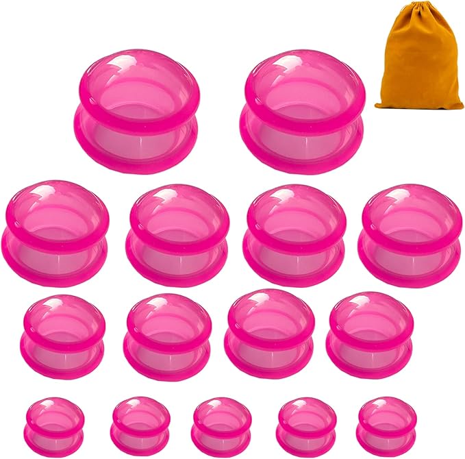 15Pcs Cupping Therapy Set-Professional Silicone Cupping, Suitable for Facial Body Massage/Deep Myofascial Release/Pain Relief/Muscle Relaxation & More (Rose Red,15pcs)-Ruum Studio Home