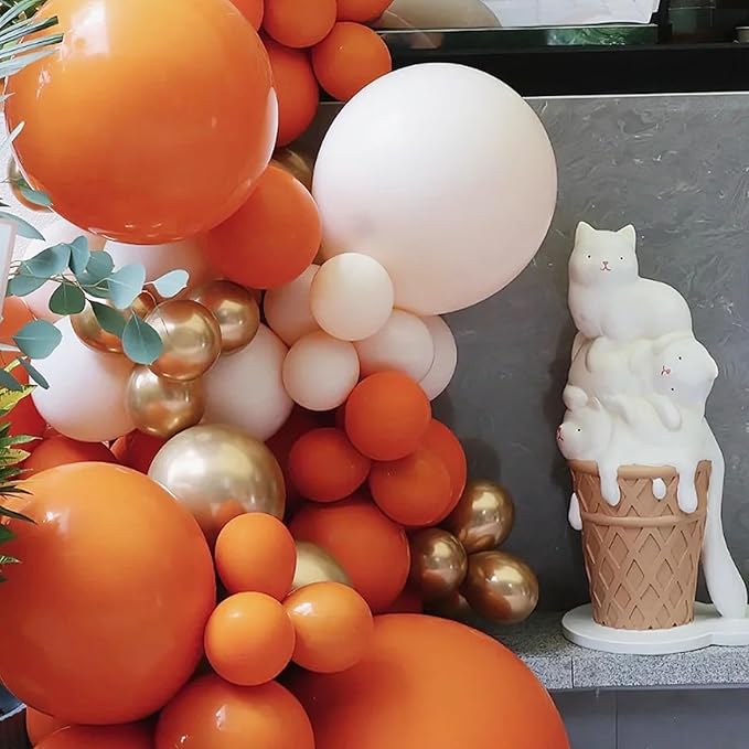 130pcs Burnt Orange Balloons Different Sizes 18" 12" 10" 5" Retro Orange Latex Balloon Garland Arch Kit for Birthday Baby Shower Graduation Wedding Anniversary Party Decorations-Ruum Studio Home