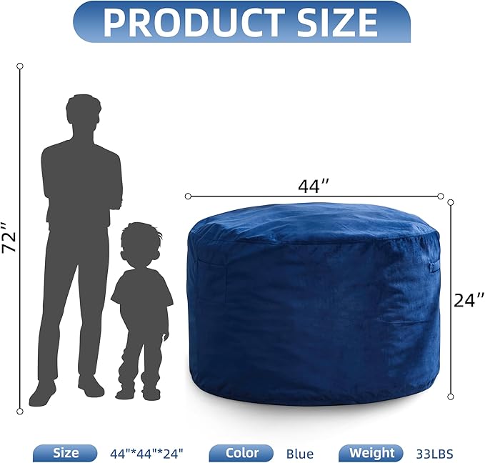Hobestluk 4FT Bean Bag Chair Giant Bean Bag Chairs for Adults Large Bean Chairs with Removable Cover, Beanbag Chair with Filler, Adult Bean Bag Chairs for Living Room, Bedroom-Ruum Studio Home