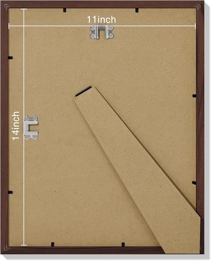 Vittanly 11x14 Picture Frames Set of 9, Shatter Resistant Plexiglass, Display 8x10 Pictures with Mat or 11x14 without Mat, Photo Frames for Wall or Tabletop, Engineered Wood, Walnut-Ruum Studio Home