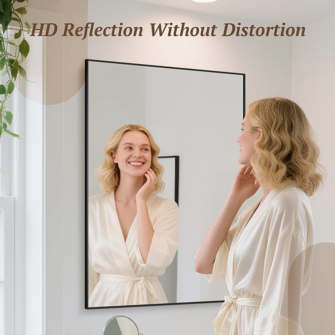 Bathroom Mirror 60" x 30", Large Rectangle Wall Mirror, Black Metal Frame Wall Mounted Mirrors for Bathroom, Vanity, Bedroom, Entryway Decor(Horizontal/Vertical)-Ruum Studio Home