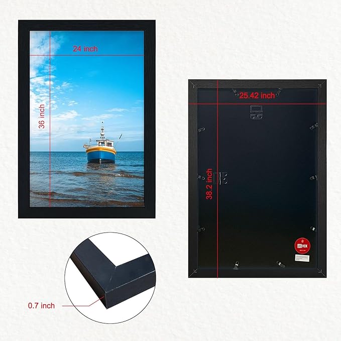 VCK 24x36 Solid Wood Poster Frames Black 3 Pack Picture Frame with Wall Mounting Hanging-Ruum Studio Home