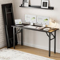 Frylr Small Folding Computer Desk – Portable 55.1 Inch Foldable Laptop Table, Collapsible and Compact for Easy and Fast Setup, Lightweight for Small Spaces, Home Craft and Study Use, Charcoal Wenge-Ruum Studio Home