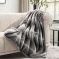 Ultra Soft Luxury Fluffy Mink Faux Fur Throw Blanket, Thick Warm Fall Winter Blankets for Bed, Couch, Cozy Plush Reversible Blanket for Chair, Sofa (Ombré Silver Onyx, 50"x60")-Ruum Studio Home