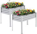 Land Guard 2Pcs Galvanized Raised Garden Bed with Legs, 48×24×32in Large Metal Elevated Raised Planter Box with Drainage Holes for Backyard, Patio, Balcony, 400lb Capacity-Ruum Studio Home