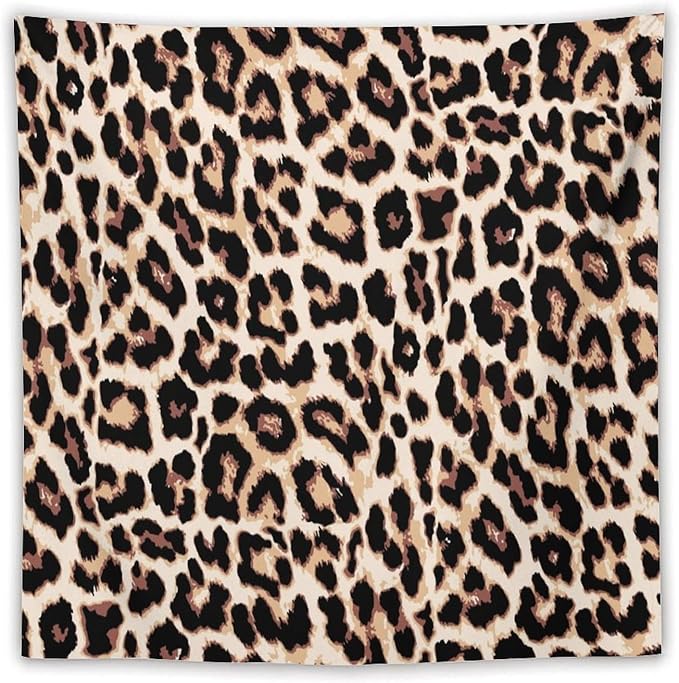 HZOHNAGO Leopard Print Tapestry Rustic Brown Leopard Wild Animal Printed Wall Tapestry Painting Wall Hanging for Bedroom Living Room Dorm 60" W x 60" H-Ruum Studio Home