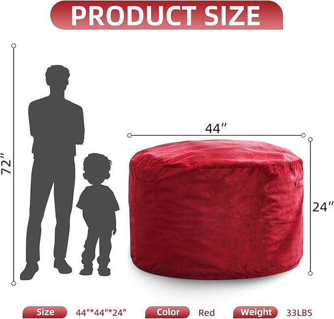 Hobestluk 4FT Bean Bag Chair Giant Bean Bag Chairs for Adults Large Bean Chairs with Removable Cover, Beanbag Chair with Filler, Adult Bean Bag Chairs for Living Room, Bedroom-Ruum Studio Home
