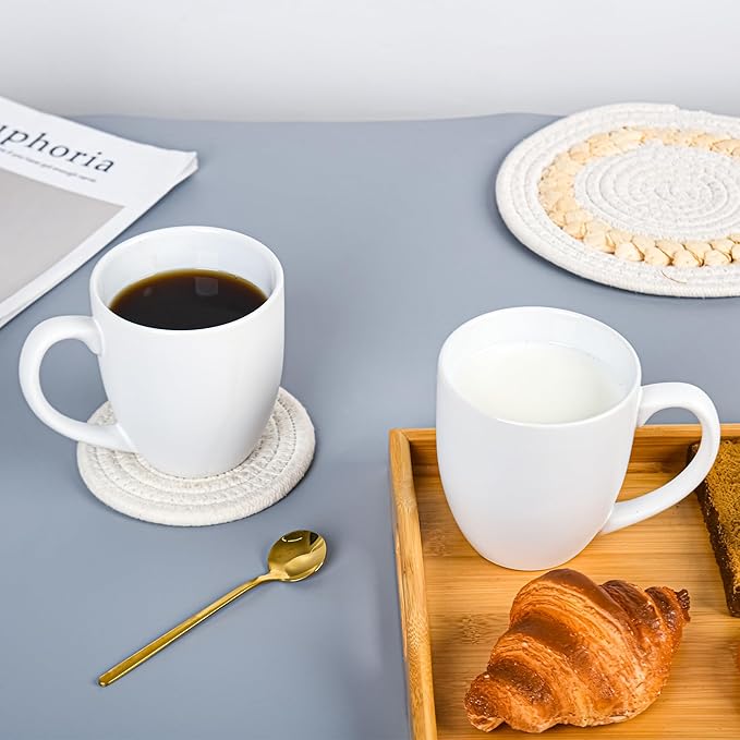 16oz Coffee Mugs Set of 6, Large Ceramic Modern Coffee Mugs With Handle For Tea,Latte,Cappuccino,Cocoa. Dishwasher.Microwave Safe (Matte White)-Ruum Studio Home