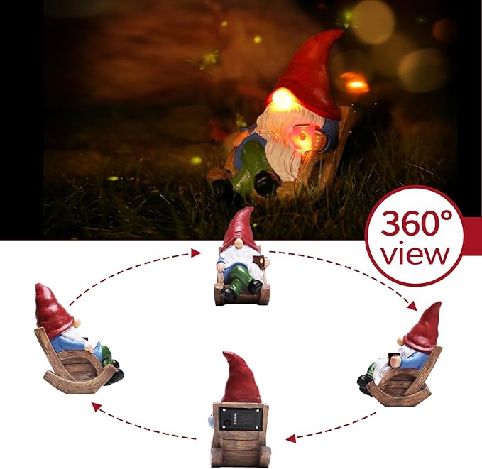 Solar Garden Gnomes Outdoor Statue with Solar Lights,7.1“ Figurine Lights Solar Garden Yard Decorations Outdoor Decorations for Patio,Yard,Lawn Ornament，Mom Gift Unique Housewarming Gifts-Ruum Studio Home