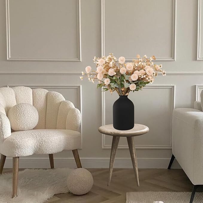 Beige Silk Flower Arrangements For Home Decor, Large Floral Centerpieces For Tables, Fake Mums + Eucalyptus + Wild Flowers in Bulk, Long Stem Artificial Flowers Coffee Dining Table, Faux Mums Flowers-Ruum Studio Home