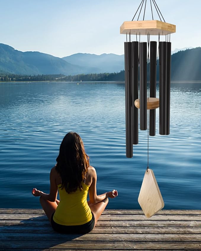 Wind Chimes Outdoor Deep Tone, 30 Inches Wind Chimes Outdoor, Memorial Wind Chimes with Hook as Gifts for Mother's Day/Housewarming/Christmas, Patio, Garden, Yard, Home Décor. Black-Ruum Studio Home