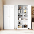 Letaya White Storage Cabinet with Adjustable Shelves-Metal Home Kitchen Pantry Cabinets with Doors,Organization Locker for Cupboard/Bedroom/Dining/Living/Bathroom/Office/Garage Room-Ruum Studio Home