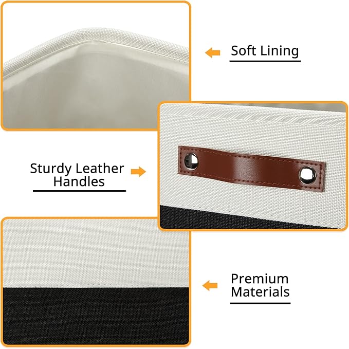 DULLEMELO Storage Baskets, 13 Inch Cube Storage Bins for Shelves Closet Nursery Toy Storage, Foldable Linen Closet Organizers Storage Baskets for Toy Closet Storage?4 Pack - 13" White&Black)-Ruum Studio Home
