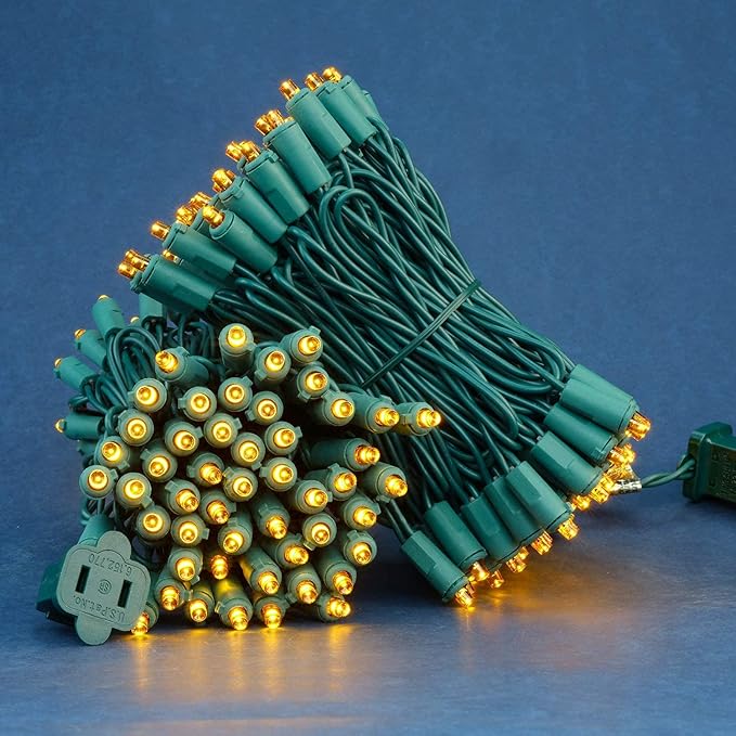 200 Count Orange Wide Angle LED Christmas Lights, 66 ft Green Wire UL Certified Commercial Grade 5mm Holiday String Light Set (Orange)-Ruum Studio Home