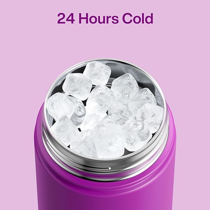 Insulated Water Bottle with Straw Stainless Steel Water Bottle, Leak-Proof, BPA-Free, Double Wall Vacuum Keeps Cold for 24 Hours for Sports, Travel, School (26 oz, Bright Magenta)-Ruum Studio Home