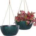 12 Inch 2 Pack Large Hanging Planters for Indoor Outdoor Plants, Plastic Hanging Basket Pots for House Plants Flowers, Black Speckles-Ruum Studio Home