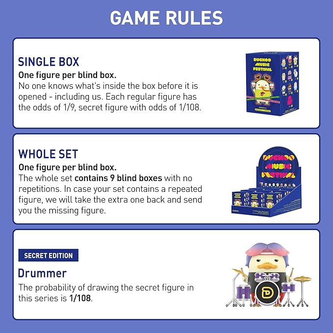 POP MART DUCKOO Music Festival Series Blind Box Figures, Random Design Action Figures Collectible Toys Home Decorations, Holiday Birthday Gifts for Girls and Boys, Whole Set-Ruum Studio Home