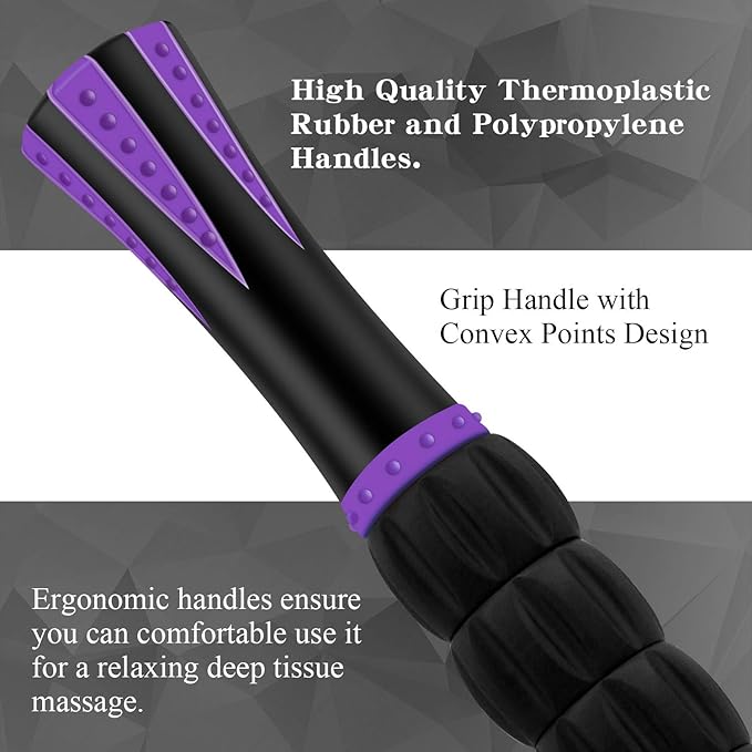 Muscle Roller Massage Roller Stick for Athletes, Help Reducing Muscle Soreness Cramping Tightness Leg Arms Back Calves Muscle Massager（Purple Black- 18 inch）-Ruum Studio Home