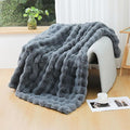 UKELER Soft Faux Fur Throw Blanket 50''x60'' Solid Reversible Shaggy Blanket Plush Thick Fluffy Blankets Throws for Bed, Couch, Sofa, Office, Camping Dark Grey-Ruum Studio Home